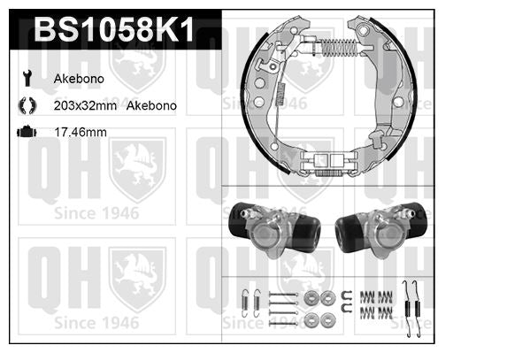 Quinton Hazell Akebono Brake Shoe Kit – BS1058K1