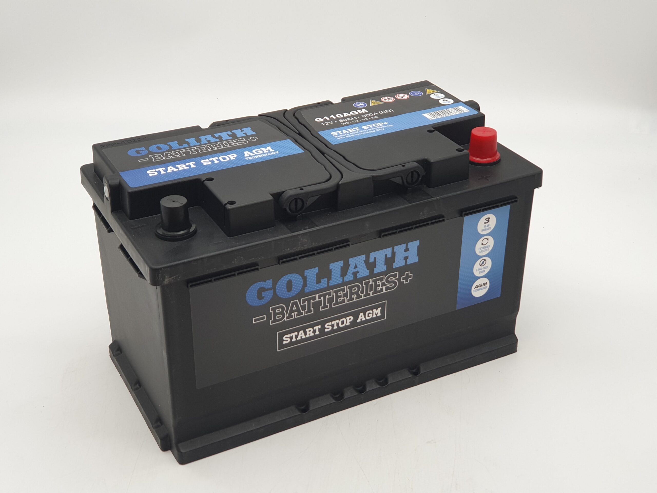 Goliath G110 – 110 AGM 80Ah 800A Start Stop Battery – 3 Year Warranty