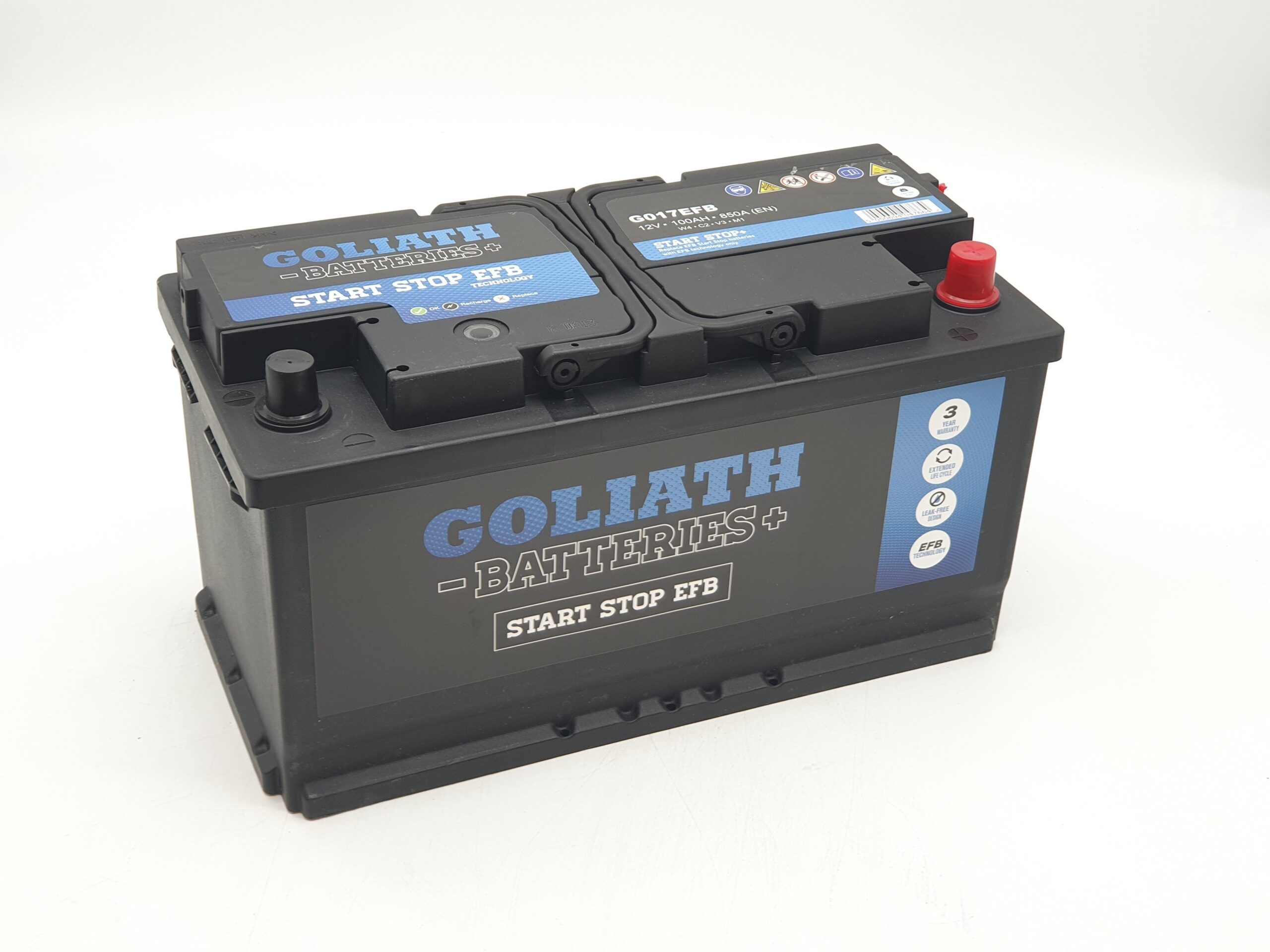 Goliath G017 EFB – 017 EFB 100Ah 850A Start Stop Battery – 3 Year Warranty